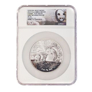 2015 5 oz Chinese Silver Panda First Rev Proof 70