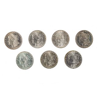 Seven Silver Dollars with Unc 1880-O