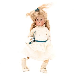 German bisque, wood, and composition doll