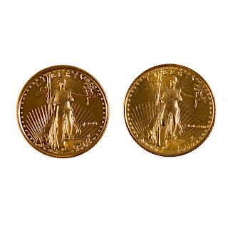 Two 1/10th Oz Gold American Eagle 1996 &1986