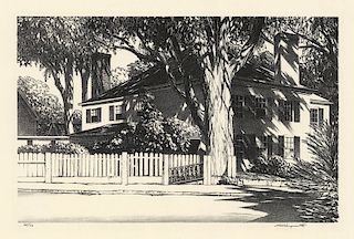 Stow Wengenroth - White Fence. [Rockport, Massachusetts.] - Original, Signed Lithograph