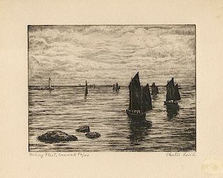 Chester Leich - Fishing Fleet, Cornwall - Original, Signed Etching