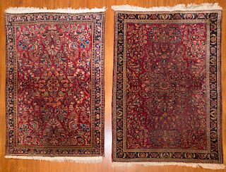 Two antique Sarouk rugs, approx. 3.6 x 5 each