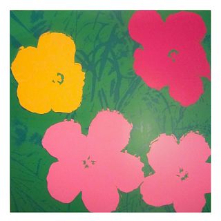 After Andy Warhol. "Flowers V," screenprint