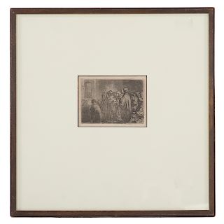 Rembrandt. "The Tribute Money," etching