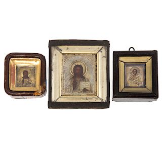 Three 19th century diminutive Russian Icons