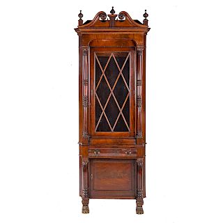 American Classical Revival carved mahogany cabinet