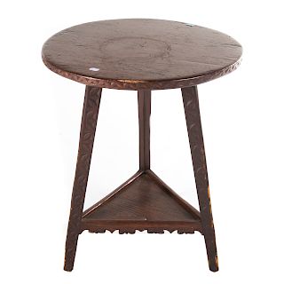 Russian oak chip carved round side table
