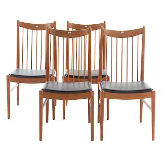 Four Arne Vodder Danish teak side chairs
