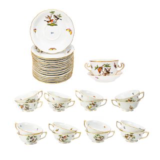16 Herend porcelain teacups and saucers