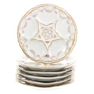 Six Limoges porcelain oyster plates