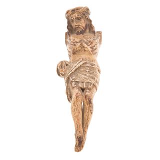 Rare Coptic carved wood Crucified Christ fragment