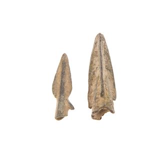 Two Greek bronze arrowheads