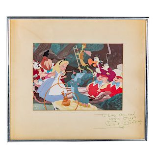 Walt Disney signed celluloid drawing