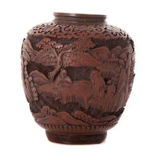 Chinese cinnabar lacquer ginger jar