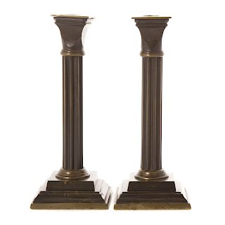 Pair Classical style bronze candlesticks