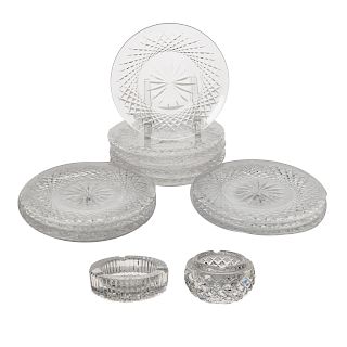 12 Waterford crystal dessert plates and 2 ashtrays