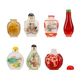 Seven Chinese glass snuff bottles