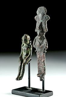 Lot of 2 Egyptian Bronze Figures - Osiris & Harpokrates