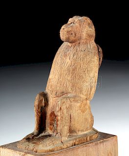 Rare Egyptian Late Period Wooden Thoth Amulet - Baboon