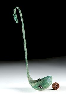 Greek Bronze Simpulum Ladle with Ibex Handle
