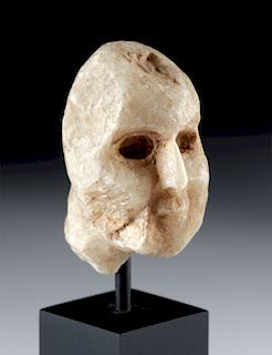 Sumerian Carved Stone Head - Male Worshipper