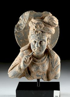 Gandharan Gray Schist Bust of a Goddess