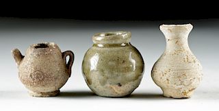 Lot of 3 Chinese Miniature Glazed Pottery Vessels