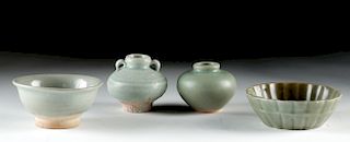 Lot of 4 Chinese Song Dynasty Glazed Pottery Vessels