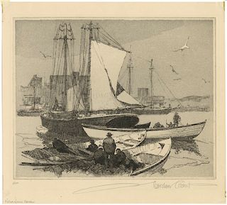 Gordon Grant - Fisherman's Haven - Original, Signed Etching