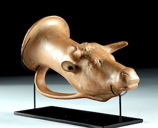 Hellenistic Greek Terracotta Bull Rhyton w/ TL