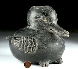 Olmec Las Bocas Blackware Pottery Duck Vessel
