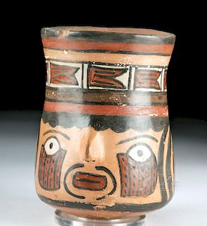 Nazca Polychrome Trophy Head Vessel