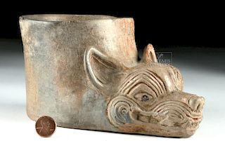 Mayan Pottery Coyote Face Vessel