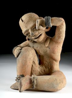Rare Veracruz Pottery Seated Crying Figure w/TL