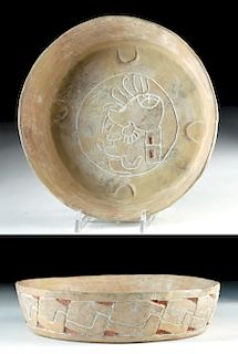 Rare Mayan Carved Pottery Dish