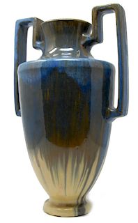 Fulper Blue Flambe Crystaline Floor Vase