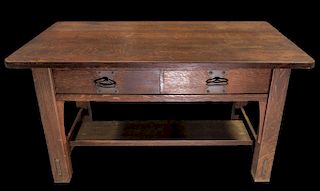 Mission Oak Arts And Crafts Stickley Library Table