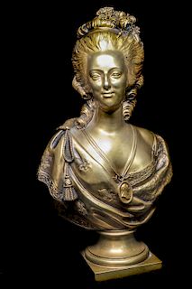 Bronze Bust Of Madame Pompadore Signed Ball Black Co.