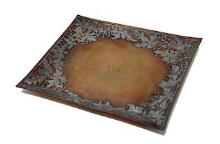 Arts And Crafts Silver On Copper Tray