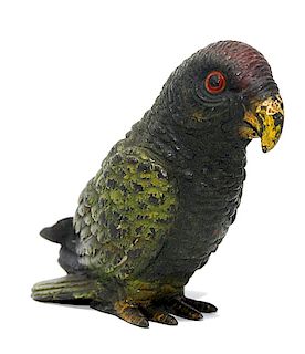Cold Painted Vienna Bronze Parrot
