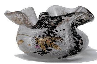 Spattered Enamel Art Glass Bowl