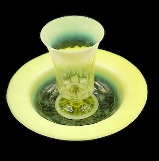 Lct Tiffany Canary Yellow Pastel Goblet And Bowl
