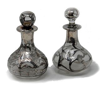 Two Sterling Silver Overlay Bottles