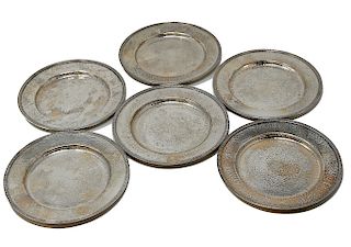6 Hammered Sterling Silver Dominac Haff Plates
