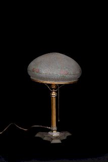 Handel Lamp Signed Obverse Painted Mushroom Shade