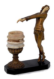 Art Deco Dancer Marble Lamp