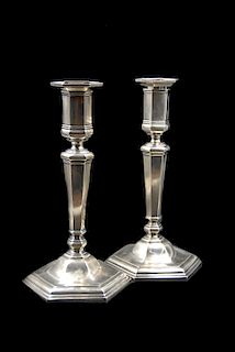 Pair Tiffany Co. Makers Sterling Silver Candlesticks