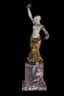 L. Sosson French Art Deco Bronze Dancer Sculpture