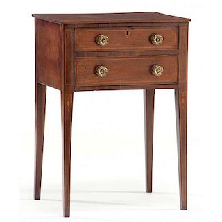 Southern Federal Inlaid Two Drawer Side Table